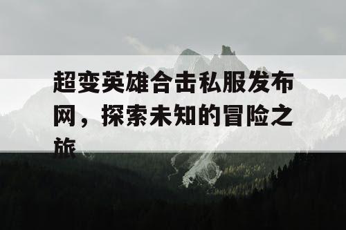 超变英雄合击私服发布网，探索未知的冒险之旅