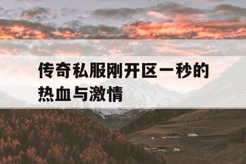 传奇私服刚开区一秒的热血与激情