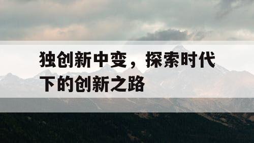 独创新中变，探索时代下的创新之路
