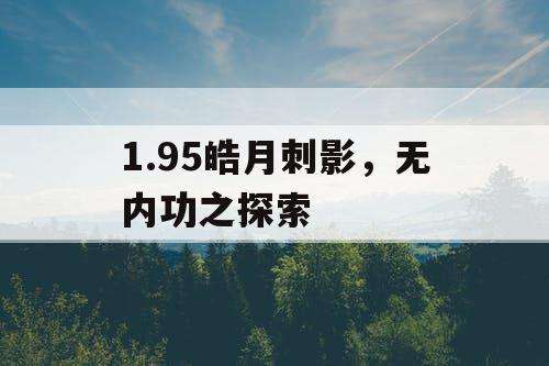 1.95皓月刺影，无内功之探索