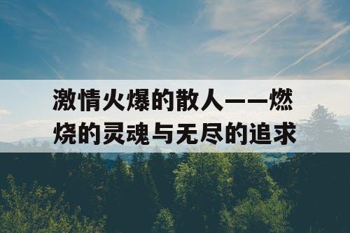 激情火爆的散人——燃烧的灵魂与无尽的追求