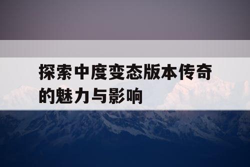 探索中度变态版本传奇的魅力与影响