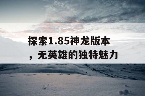 探索1.85神龙版本，无英雄的独特魅力
