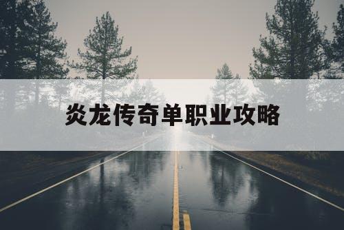 炎龙传奇单职业攻略
