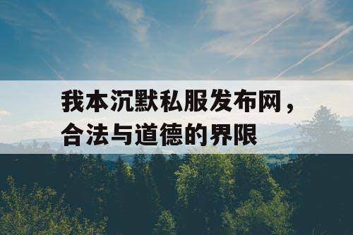 我本沉默私服发布网，合法与道德的界限