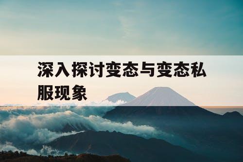 深入探讨变态与变态私服现象