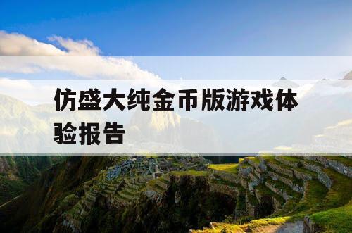 仿盛大纯金币版游戏体验报告