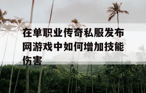 在单职业传奇私服发布网游戏中如何增加技能伤害