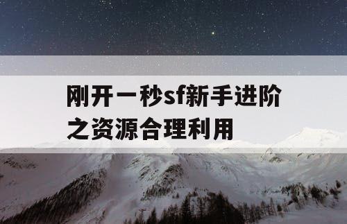 刚开一秒sf新手进阶之资源合理利用