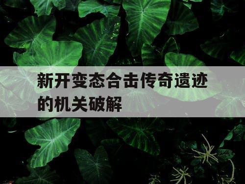 新开变态合击传奇遗迹的机关破解