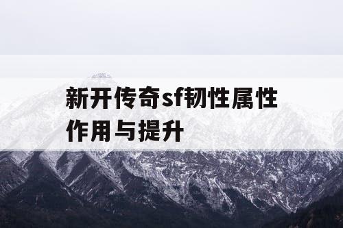 新开传奇sf韧性属性作用与提升