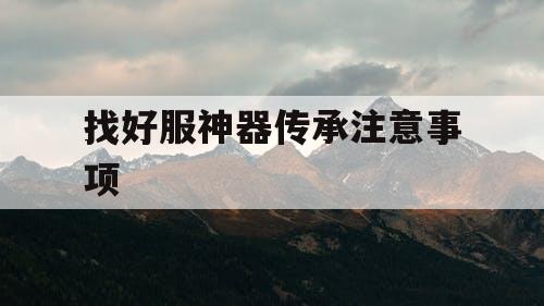 找好服神器传承注意事项