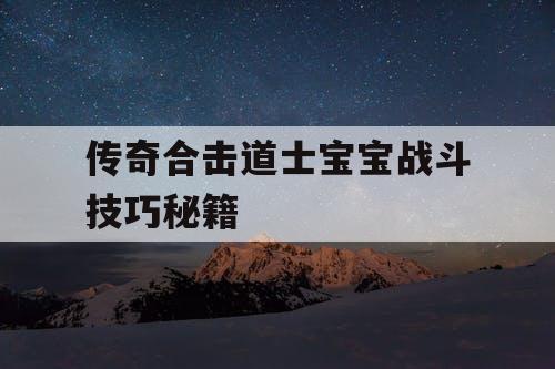 传奇合击道士宝宝战斗技巧秘籍