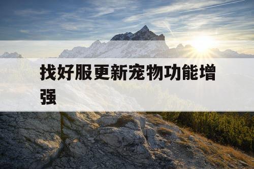 找好服更新宠物功能增强