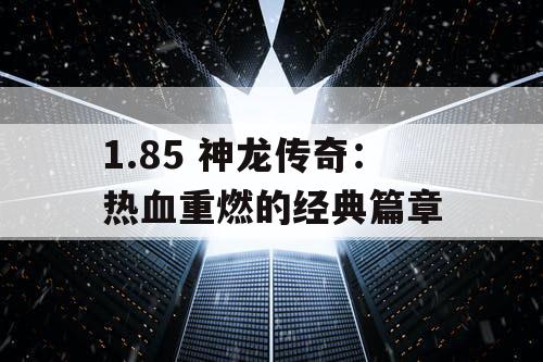 1.85 神龙传奇：热血重燃的经典篇章