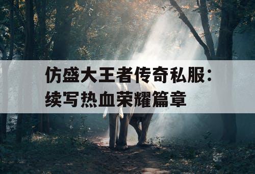仿盛大王者传奇私服：续写热血荣耀篇章