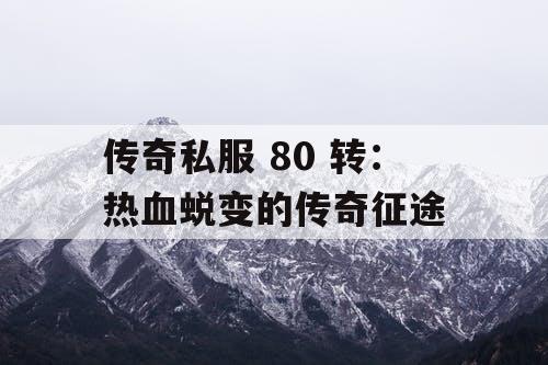 传奇私服 80 转：热血蜕变的传奇征途