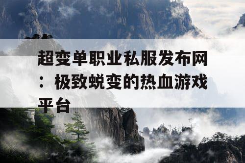超变单职业私服发布网：极致蜕变的热血游戏平台