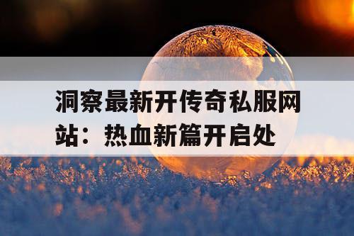 洞察最新开传奇私服网站：热血新篇开启处