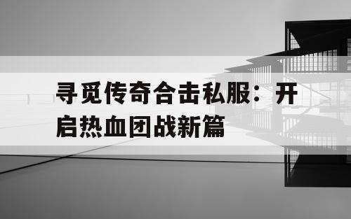 寻觅传奇合击私服：开启热血团战新篇