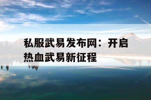 私服武易发布网：开启热血武易新征程