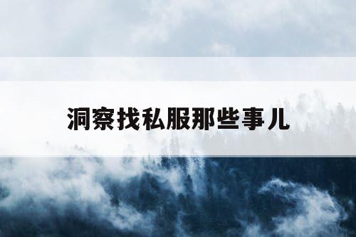洞察找私服那些事儿