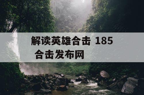 解读英雄合击 185 合击发布网