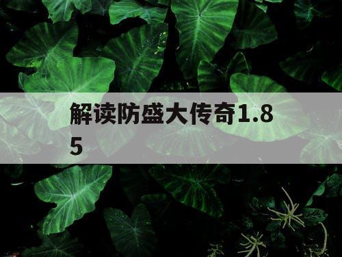 解读防盛大传奇1.85