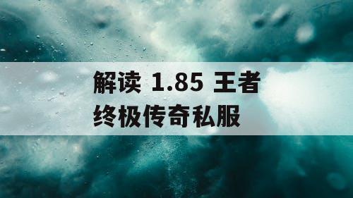 解读 1.85 王者终极传奇私服