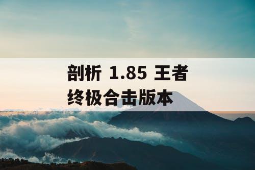 剖析 1.85 王者终极合击版本
