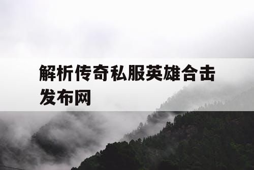 解析传奇私服英雄合击发布网