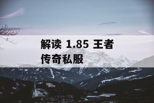 解读 1.85 王者传奇私服