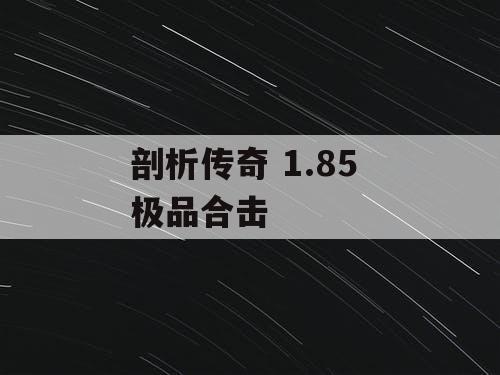 剖析传奇 1.85 极品合击