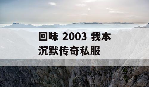 回味 2003 我本沉默传奇私服