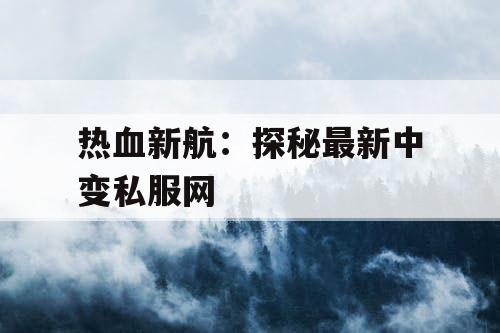 热血新航：探秘最新中变私服网