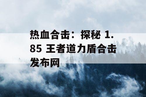 热血合击：探秘 1.85 王者道力盾合击发布网