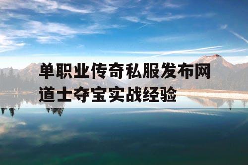 单职业传奇私服发布网道士夺宝实战经验