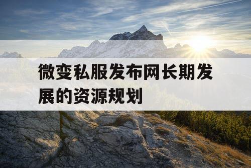 微变私服发布网长期发展的资源规划