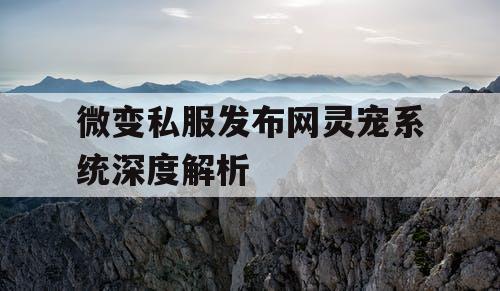 微变私服发布网灵宠系统深度解析
