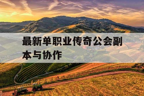 最新单职业传奇公会副本与协作